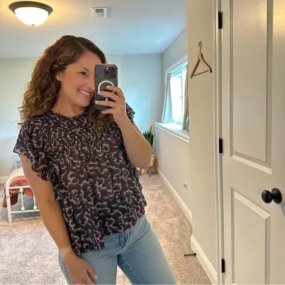 Isabel Marant Etoile Purple Pink Cotton Ikat Blouse Top 38 Medium - Picture 3 of 13